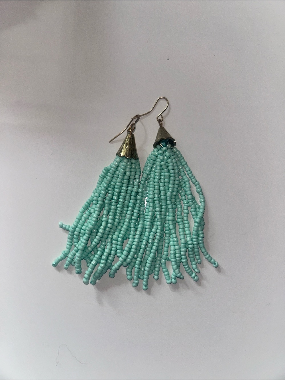 Turquoise Beaded Tassel Drop Earrings